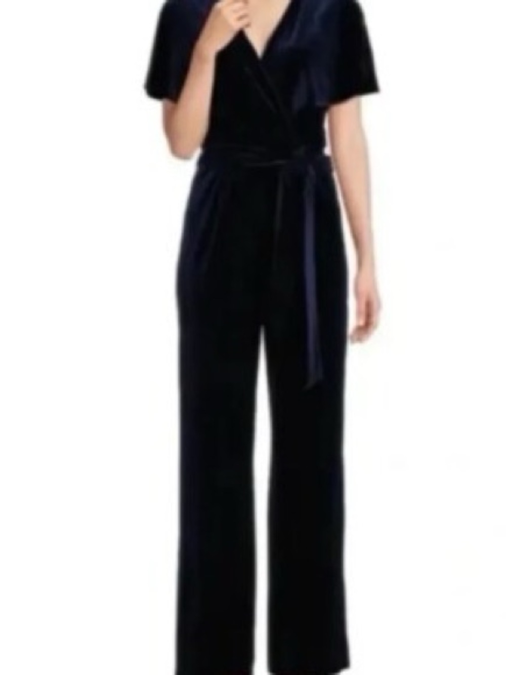 Velvet Wrap Jumpsuit in Navy